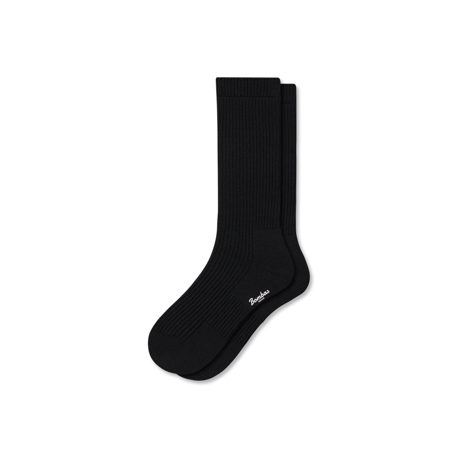 Men's Merino Cashmere Blend Fine Rib Calf Socks - Active Trail Support