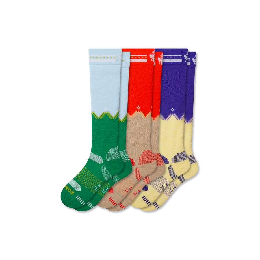 Youth Full-Cushion Merino Wool Blend Ski & Snowboard Sock 3-Pack - Modern Travel Rotation