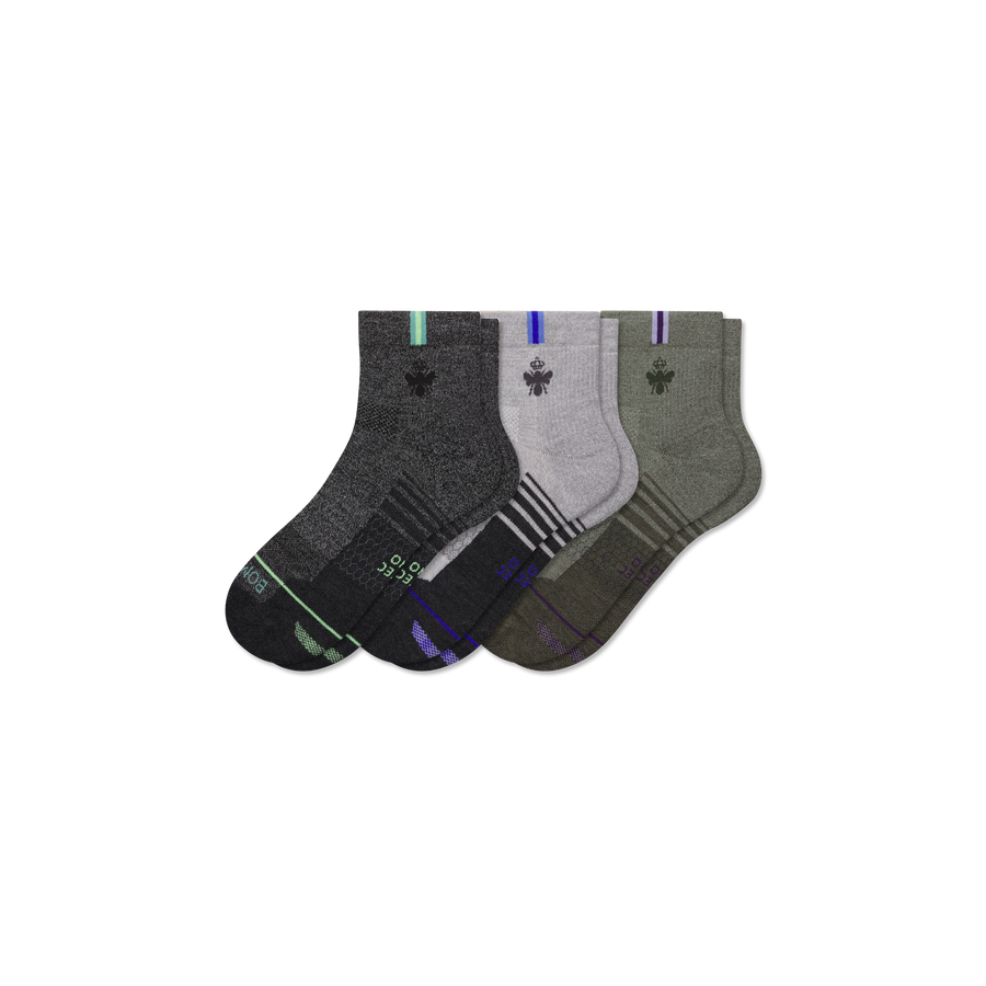 Women's Merino Wool Blend Run Quarter Sock 3-Pack - Trail Shift Fit