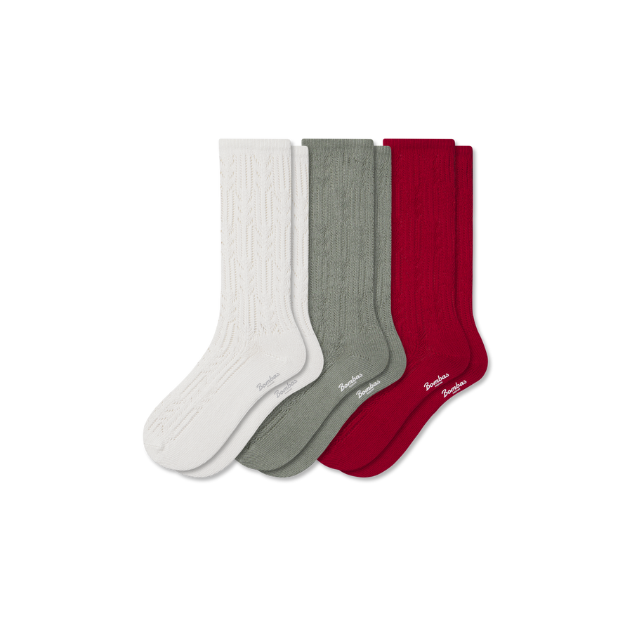 Women’s Pointelle Calf Sock 3-Pack - Easy Comfort