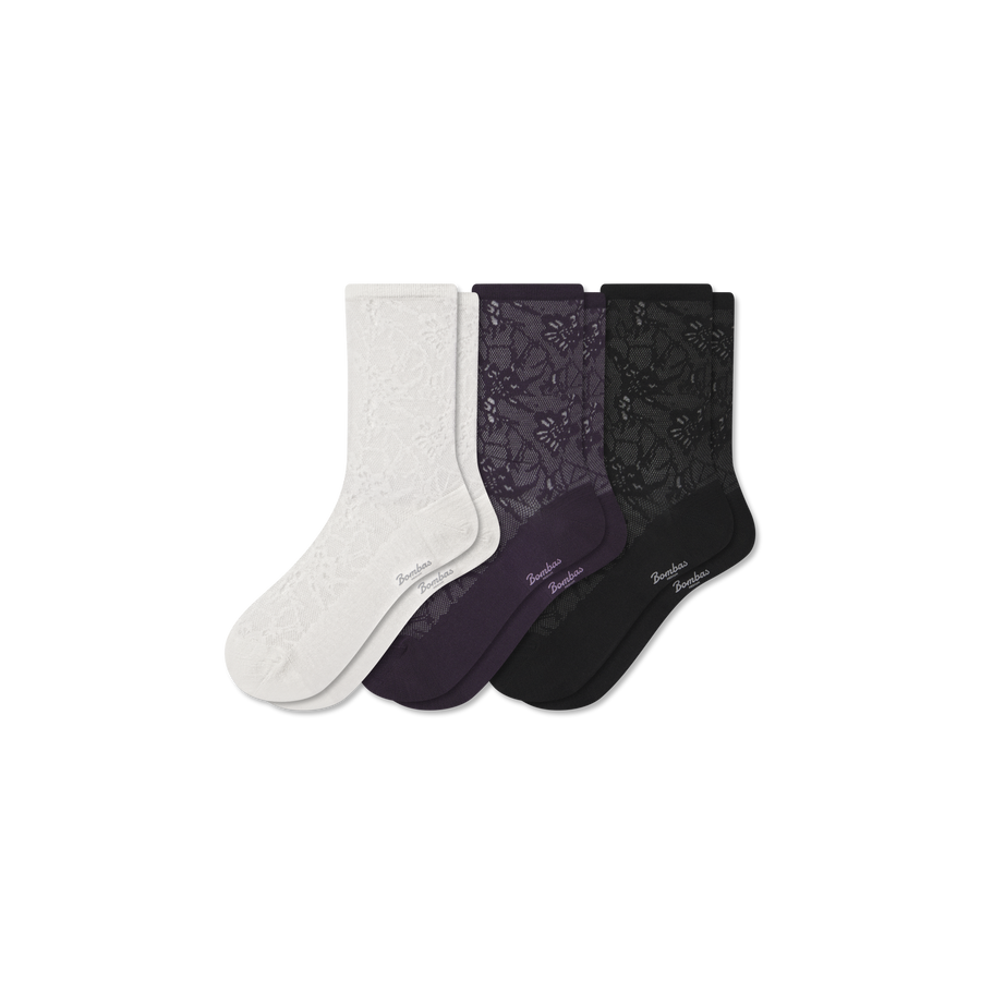 Women’s Floral Lace Half Calf Sock 3-Pack - Daily Studio Comfort