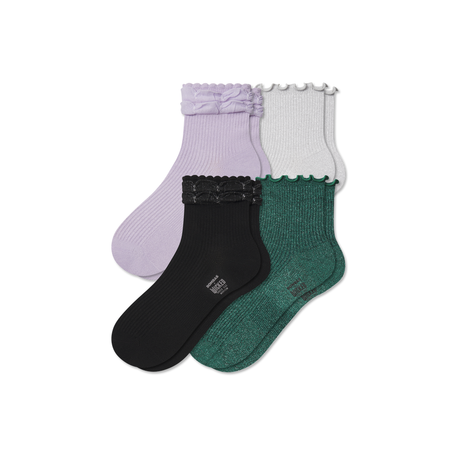 Wicked x Bombas Ruffle Quarter Sock 4-Pack - Comfort Hike Step