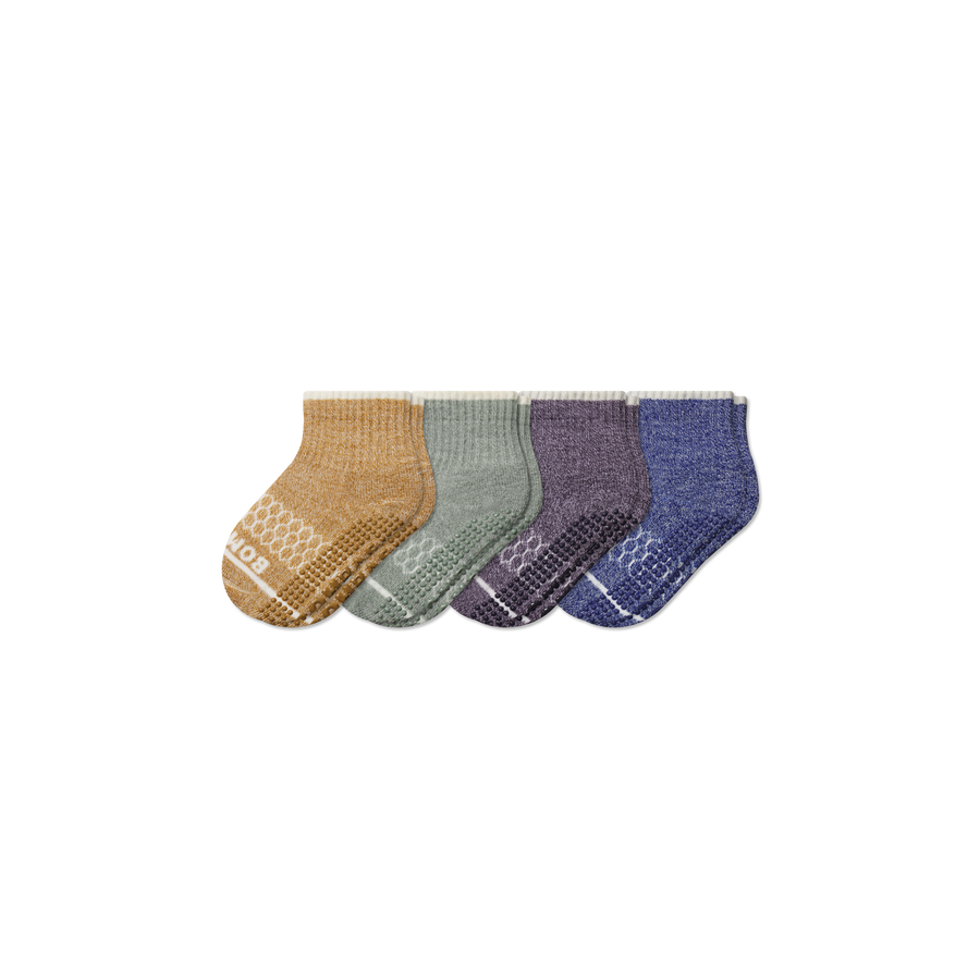 Toddler Merino Wool Blend Gripper Calf Sock 4-Pack - Daily Ankle Move
