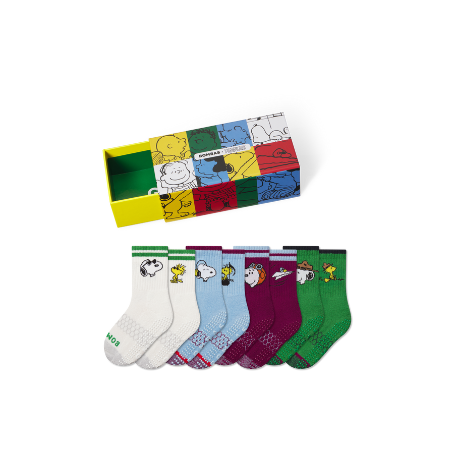 Peanuts x Bombas: Junior Gripper Calf Sock 4-Pack Gift Box - Fresh Gift Stash