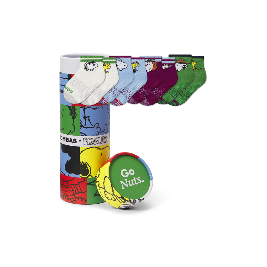 Peanuts x Bombas: Toddler Gripper Calf Sock 4-Pack Gift Box - Daily Travel Wrap