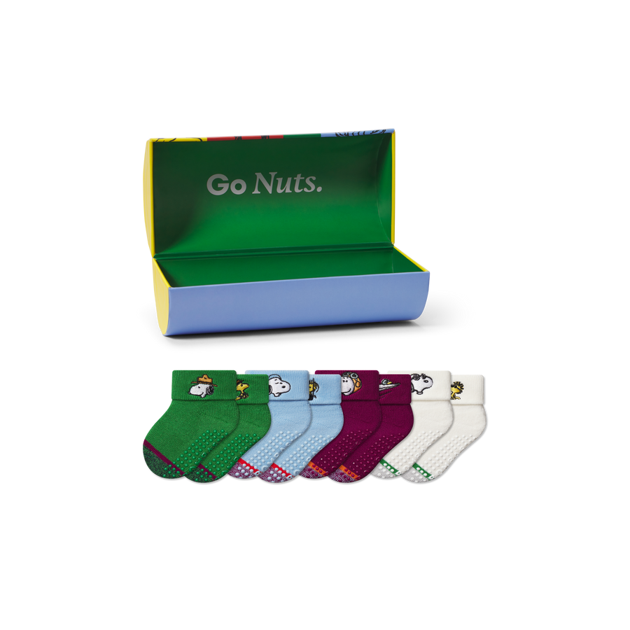 Peanuts x Bombas: Baby Gripper Calf Sock 4-Pack Gift Box (6-12 Months) - Gift Stash Pack