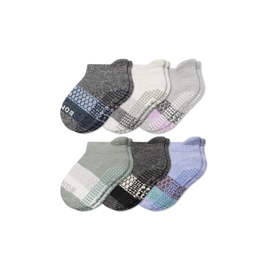 Toddler Tri-Block Gripper Ankle Sock 6-Pack - Steady School Move