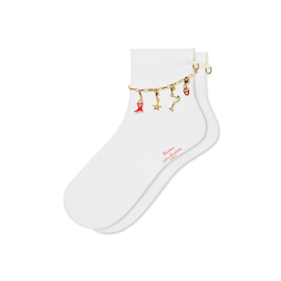 Bombas x Susan Alexandra Charms and Anklet Quarter Socks - Cushion Run Move
