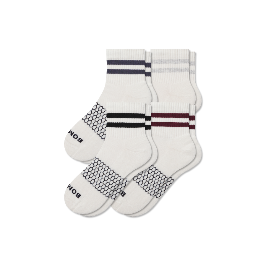 Men's Vintage Stripes Quarter Sock 4-Pack - Trail Shift Support