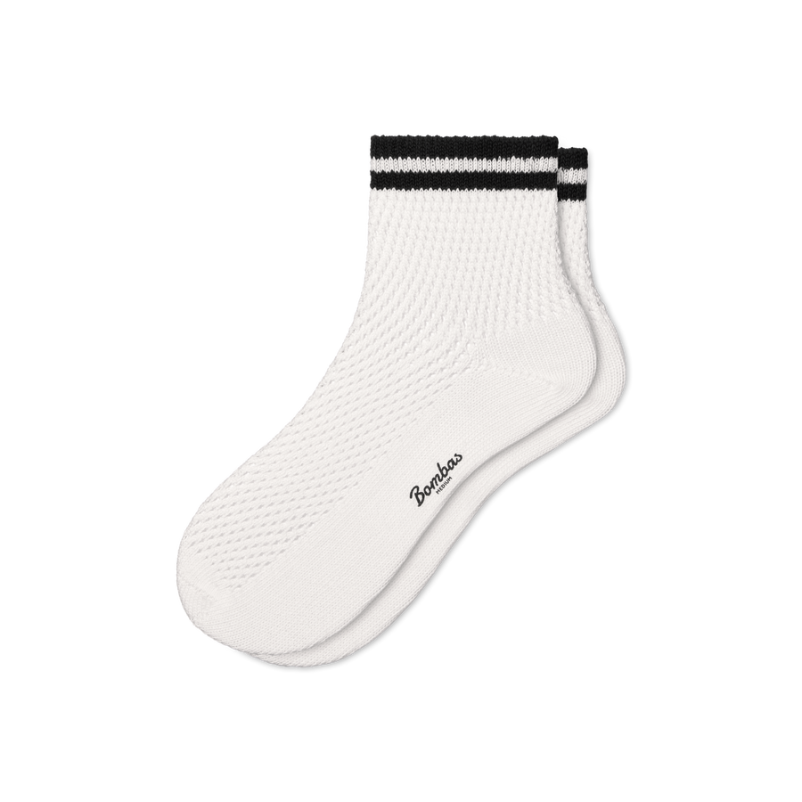 Women's Vintage Stripes Open Knit Quarter Socks - Modern Hike Fit