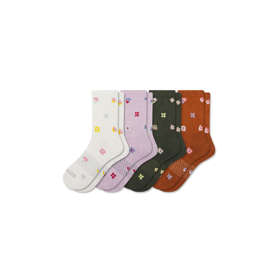 Women’s Garden Party Half Calf Sock 4-Pack - Soft Everyday Cushion