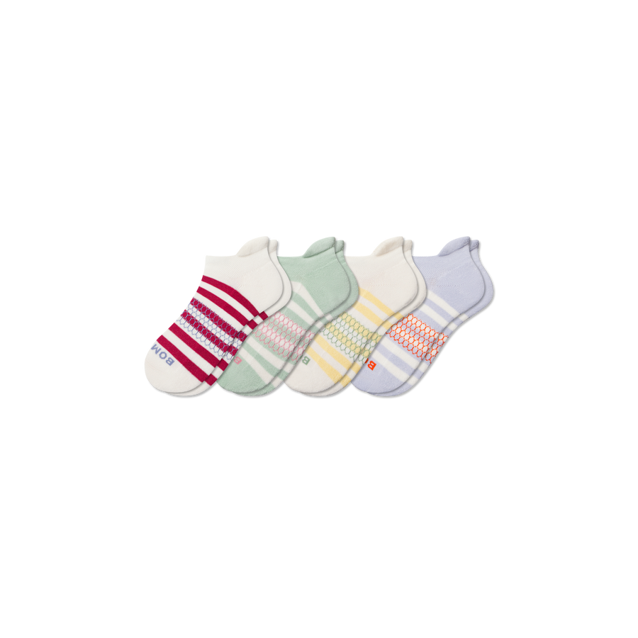 Youth Stripes Ankle Sock 4-Pack - Modern No Show Fit
