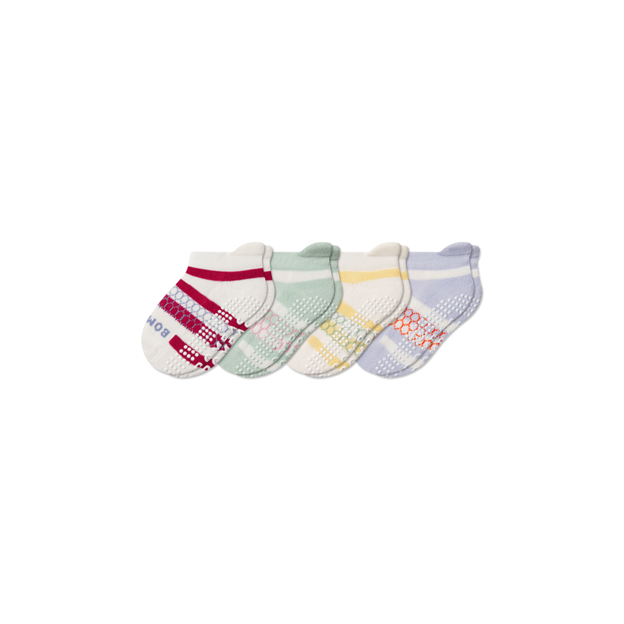 Toddler Stripes Gripper Ankle Sock 4-Pack - Cushion Trail Wear