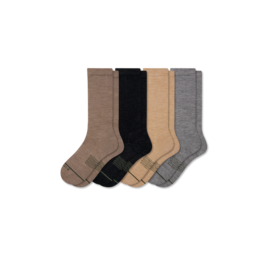 Men's Merino Wool Blend Modern Rib Calf Sock 4-Pack - Classic Low Cut Rotation