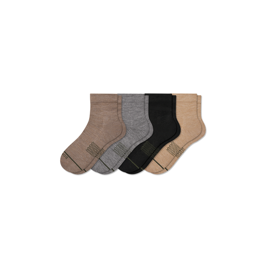 Women's Merino Wool Blend Modern Rib Quarter Sock 4-Pack - Light Weekend Rotation