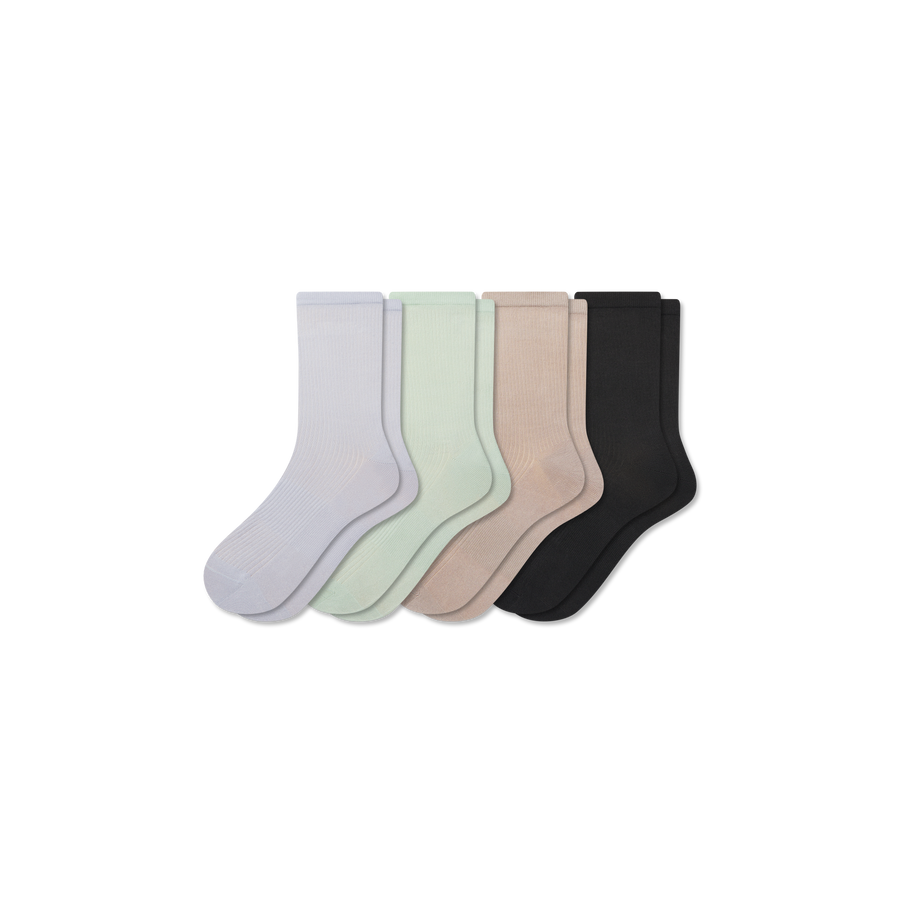 Women's Featherweight Rib Half Calf Sock 4-Pack - Fresh Court Fit