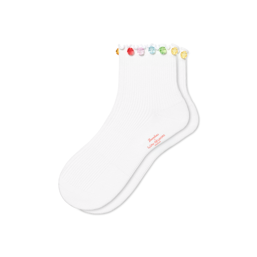 Bombas x Susan Alexandra Embellished Ruffle Rib Quarter Socks - Daily Hike Pair