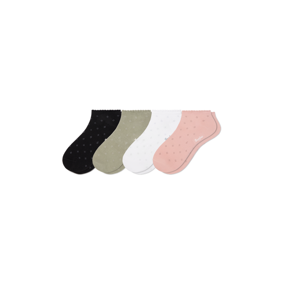 Women’s Scallop Lightweight Ankle Sock 4-Pack - Cushion No Show Pair