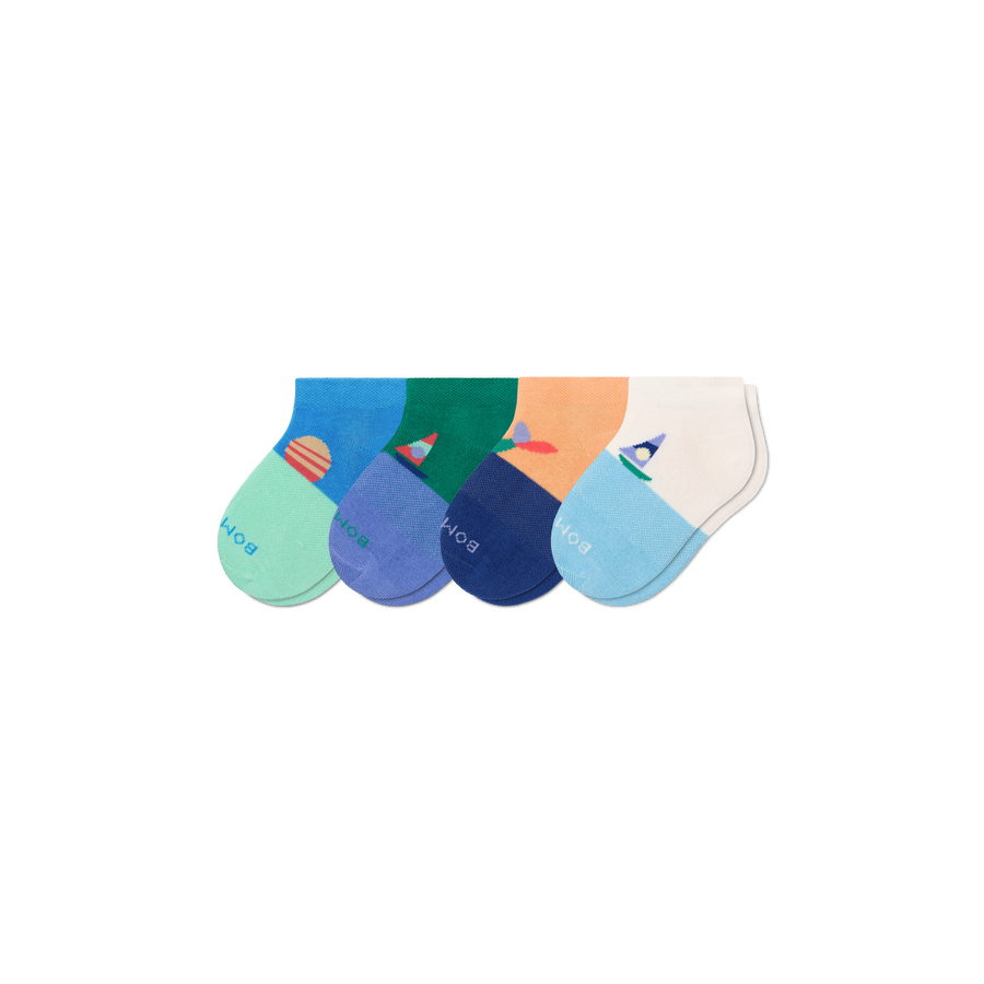 Junior Lightweight Ankle Sock 4-Pack - Easy No Show Cushion
