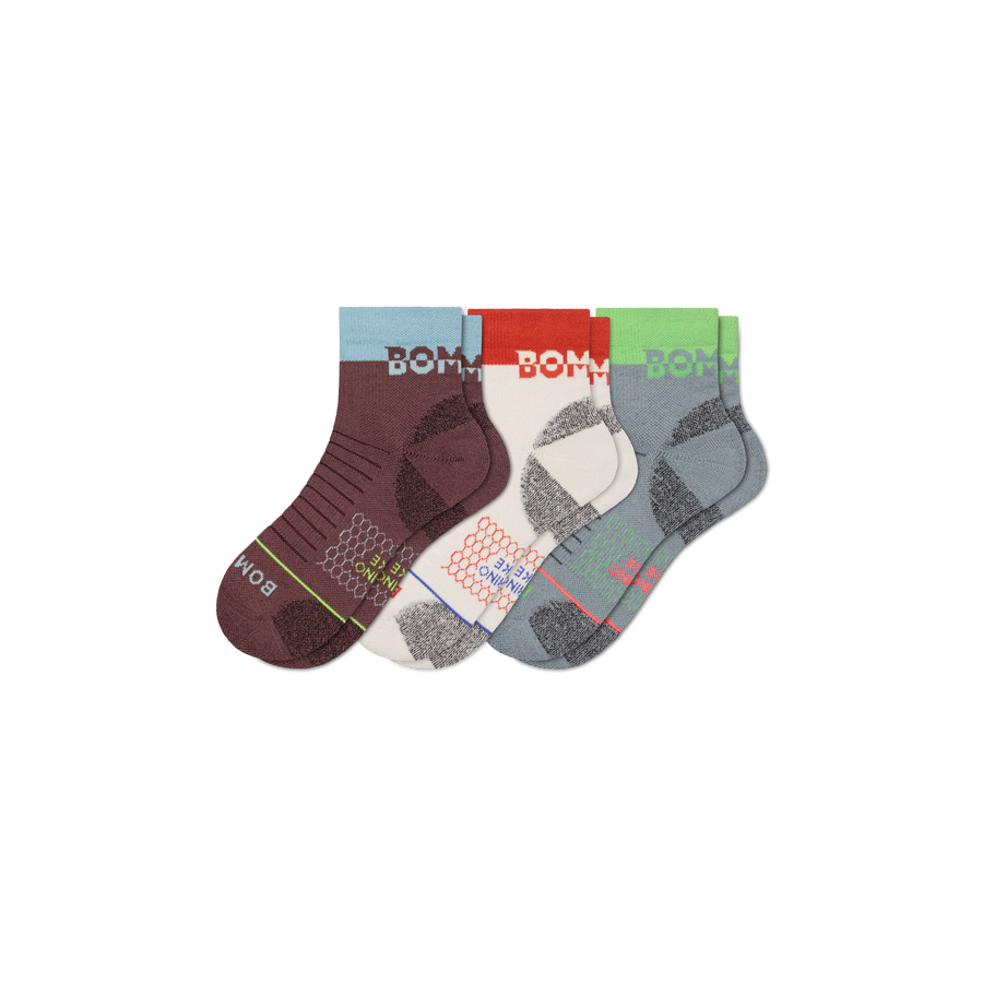 Women's Merino Wool Blend Hiking Quarter Sock 3-Pack - Studio Hike Comfort