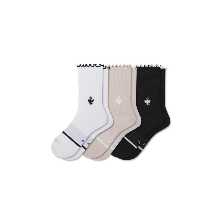 Women’s Ruffle Sport Half Calf Sock 3-Pack - Run Travel Comfort