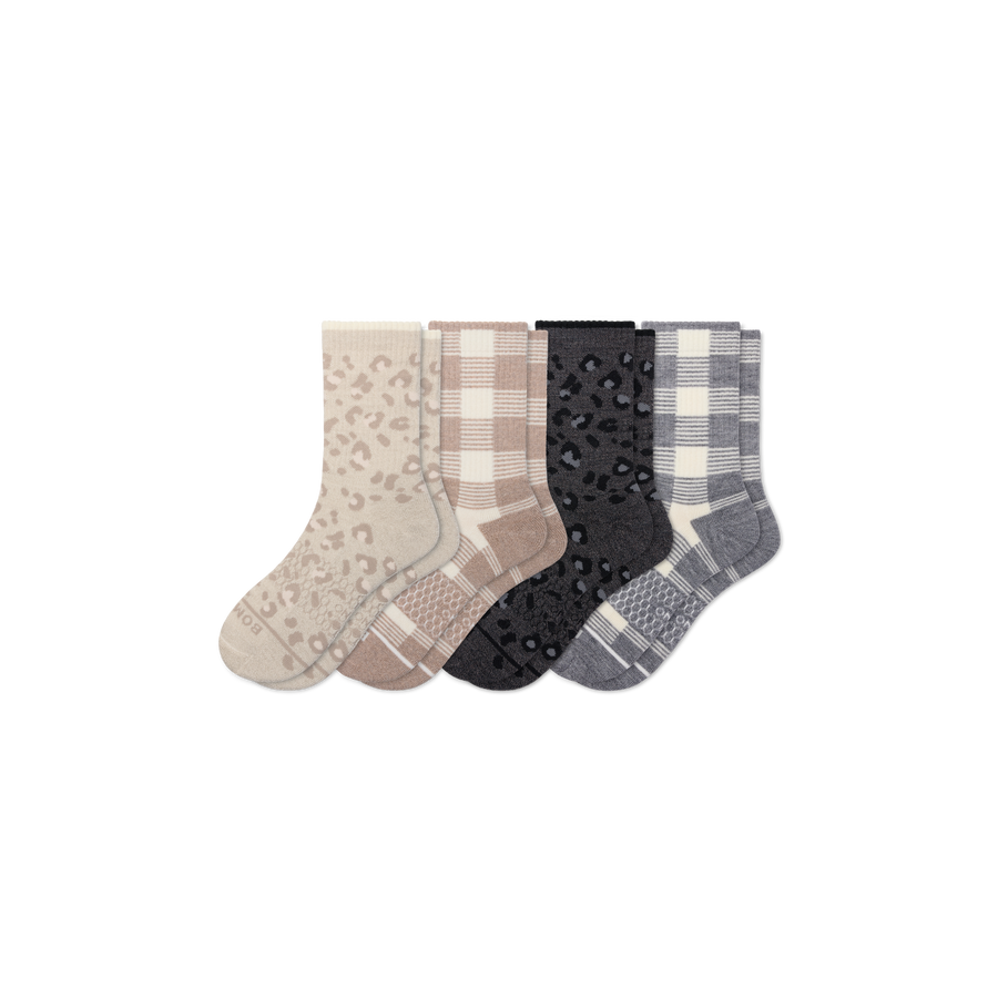 Women's Merino Wool Blend Half Calf Sock 4-Pack - Comfort Low Cut Cushion
