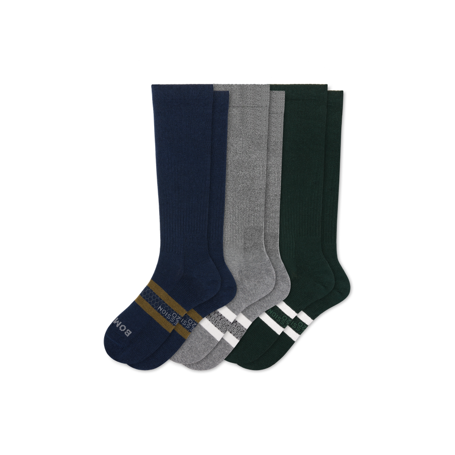 Men's Everyday Compression Knee High Sock 3-Pack (15-20mmHg) - Strong Warmup Fit