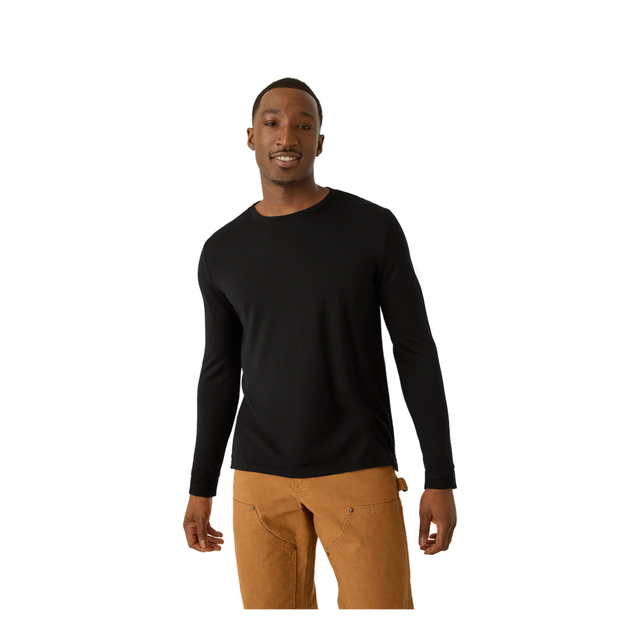Men's Merino Wool Blend Crew Neck Long Sleeve T-Shirt - Training Run Relief