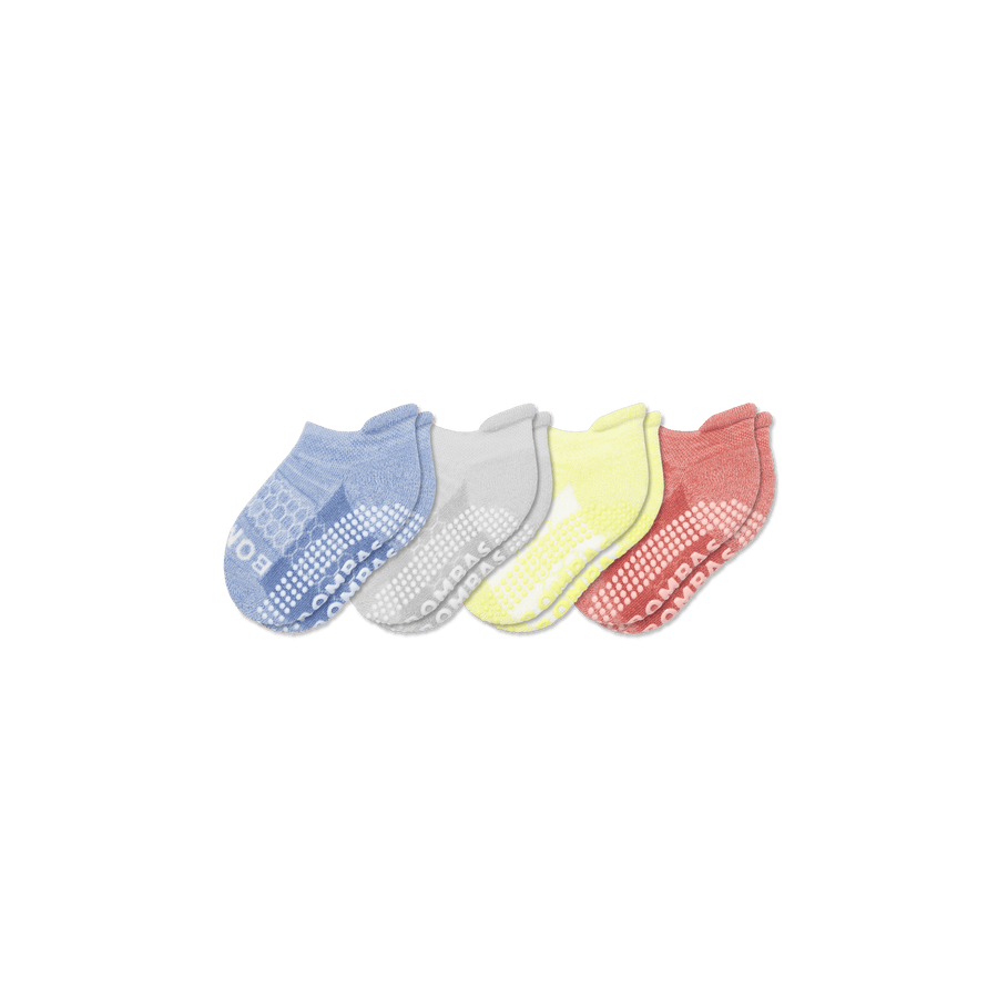 Toddler Two Tone Gripper Ankle Sock 4-Pack - Studio Low Cut Step