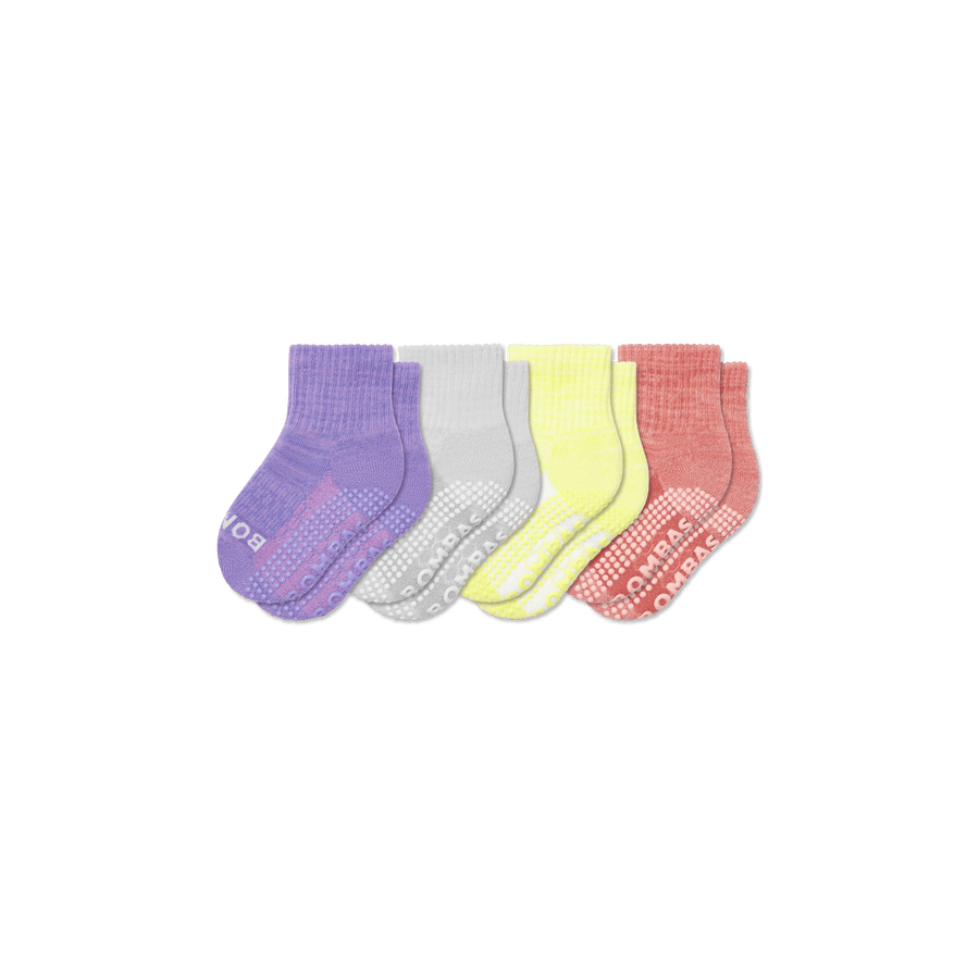 Toddler Two Tone Gripper Calf Sock 4-Pack - Easy Ankle Pair