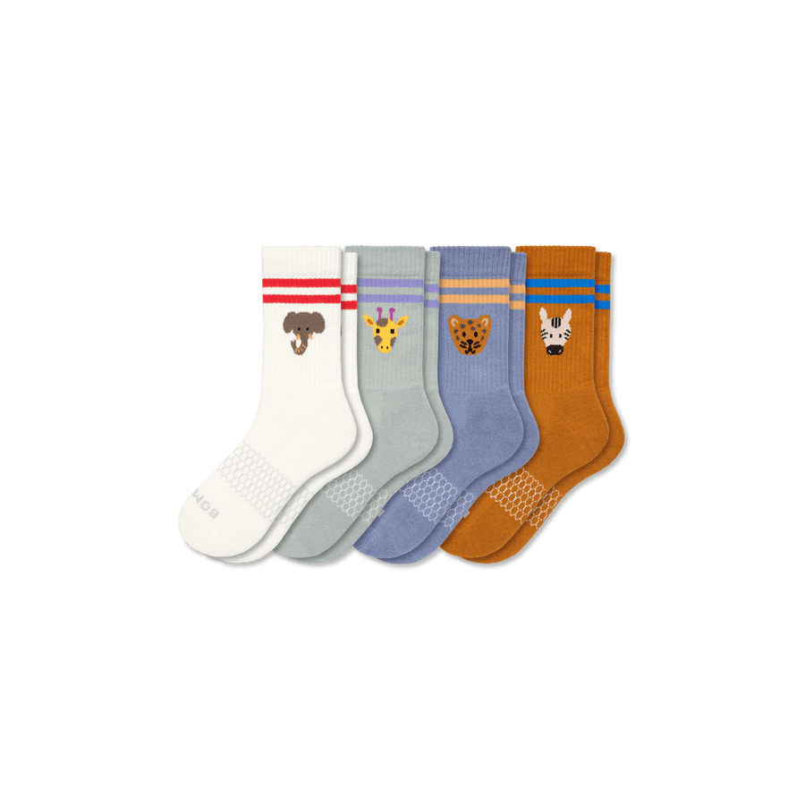 Youth Safari Stripe Calf Sock 4-Pack - Easy Home Cushion