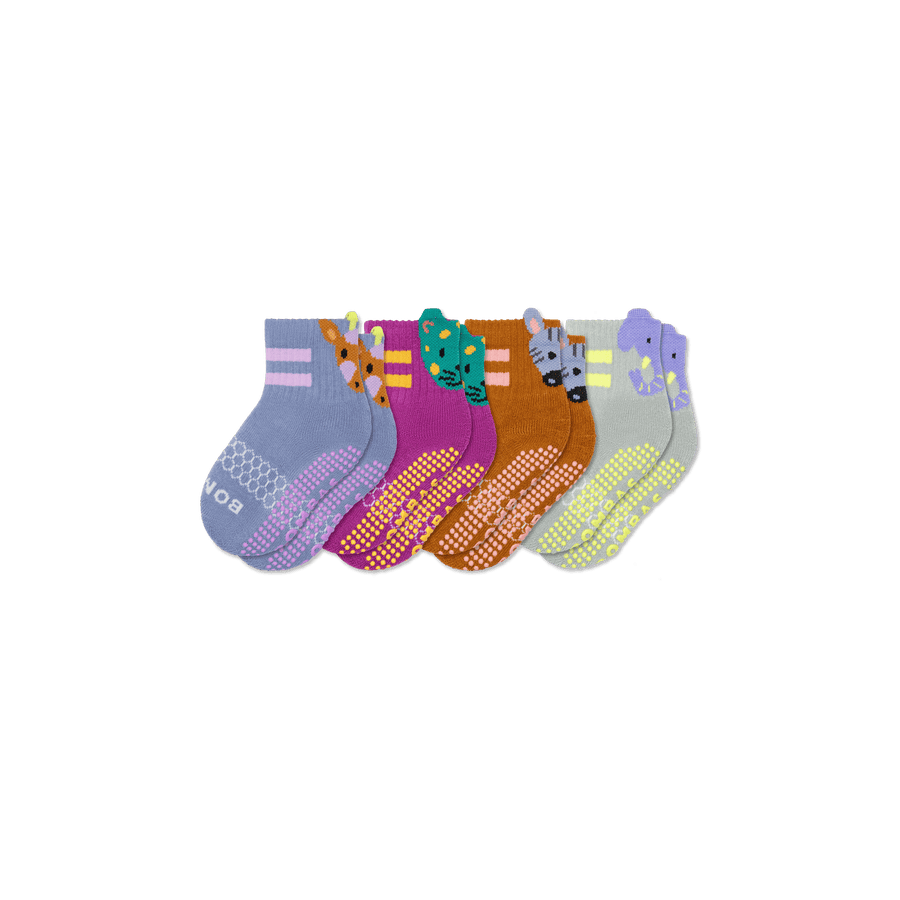 Toddler Safari Stripe Gripper Calf Sock 4-Pack - Weekend Ankle Pair