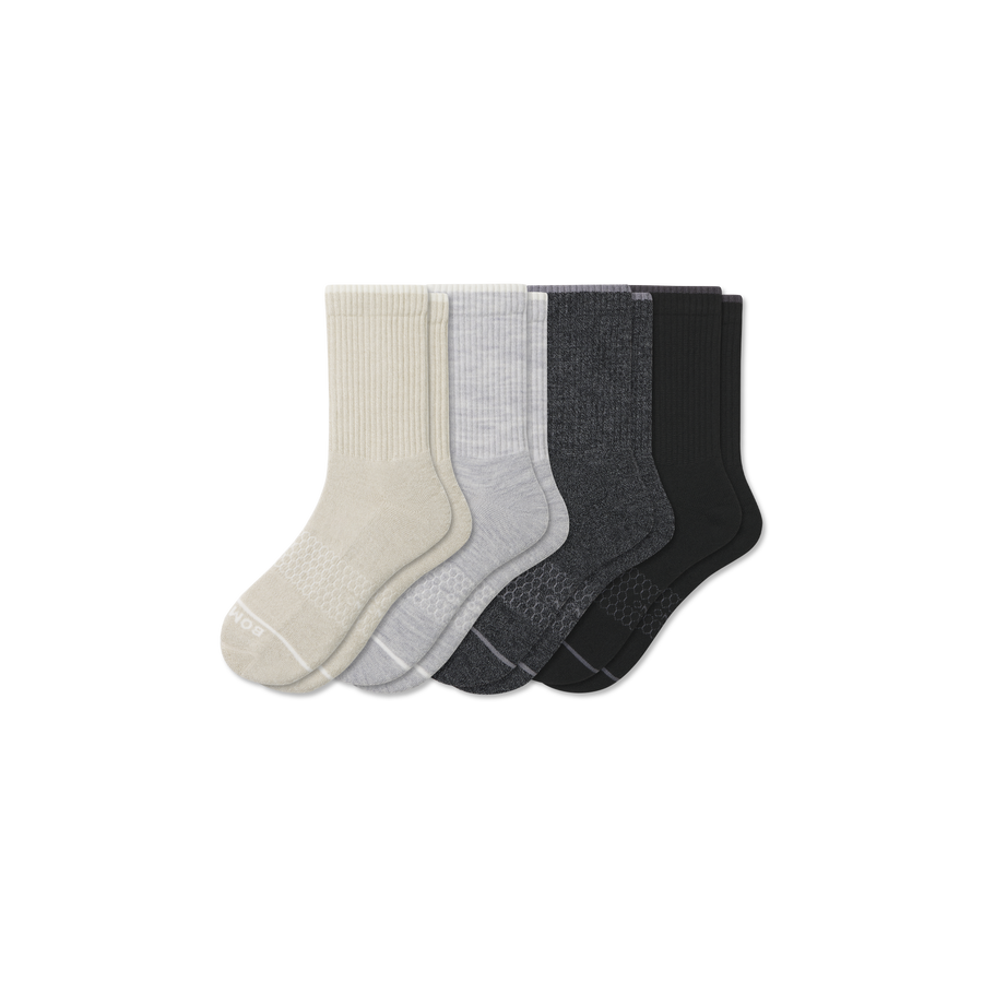 Men's Merino Wool Blend Half Calf Sock 4-Pack - Smooth Shift Support