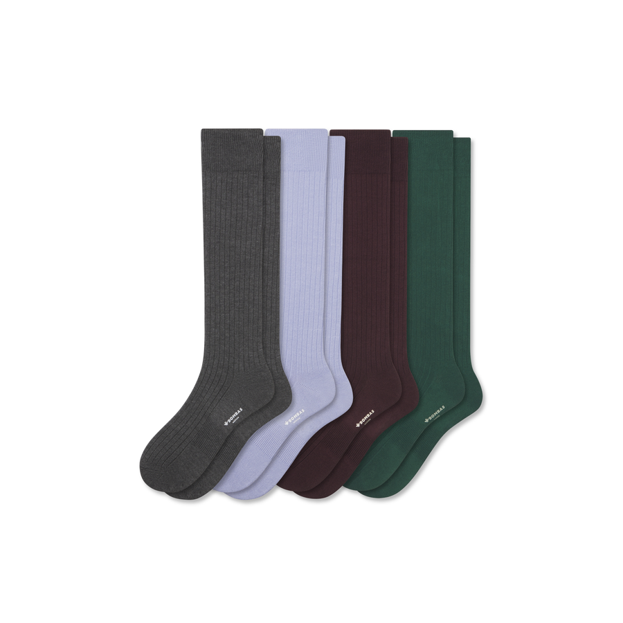 Men's Ribbed Dress Over the Calf Sock 4-Pack - Easy Studio Fit