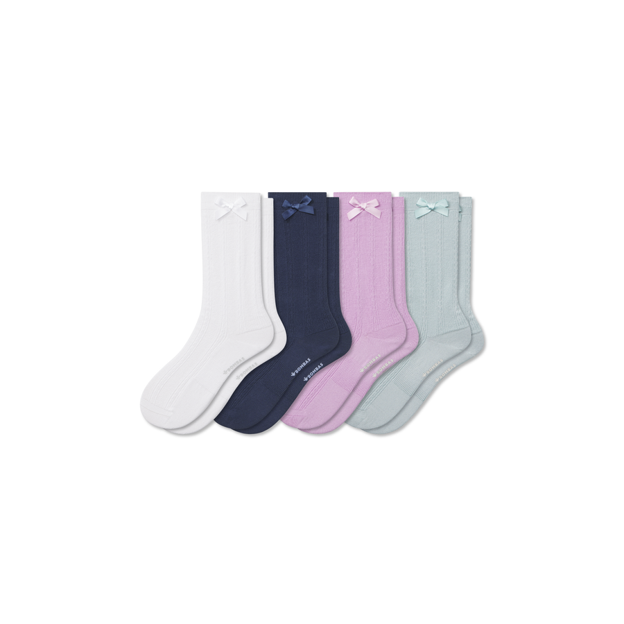 Youth Textured Bow Calf Sock 4-Pack - Studio Trail Fit
