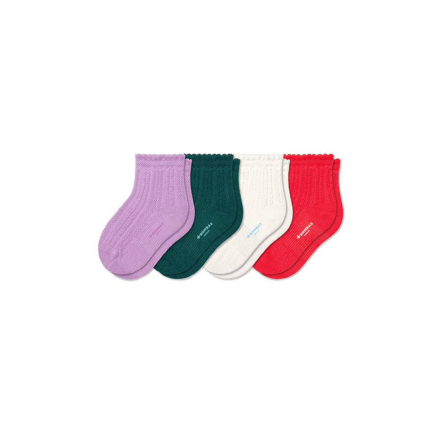 Toddler Pointelle Calf Sock 4-Pack - Outdoor Hike Pair