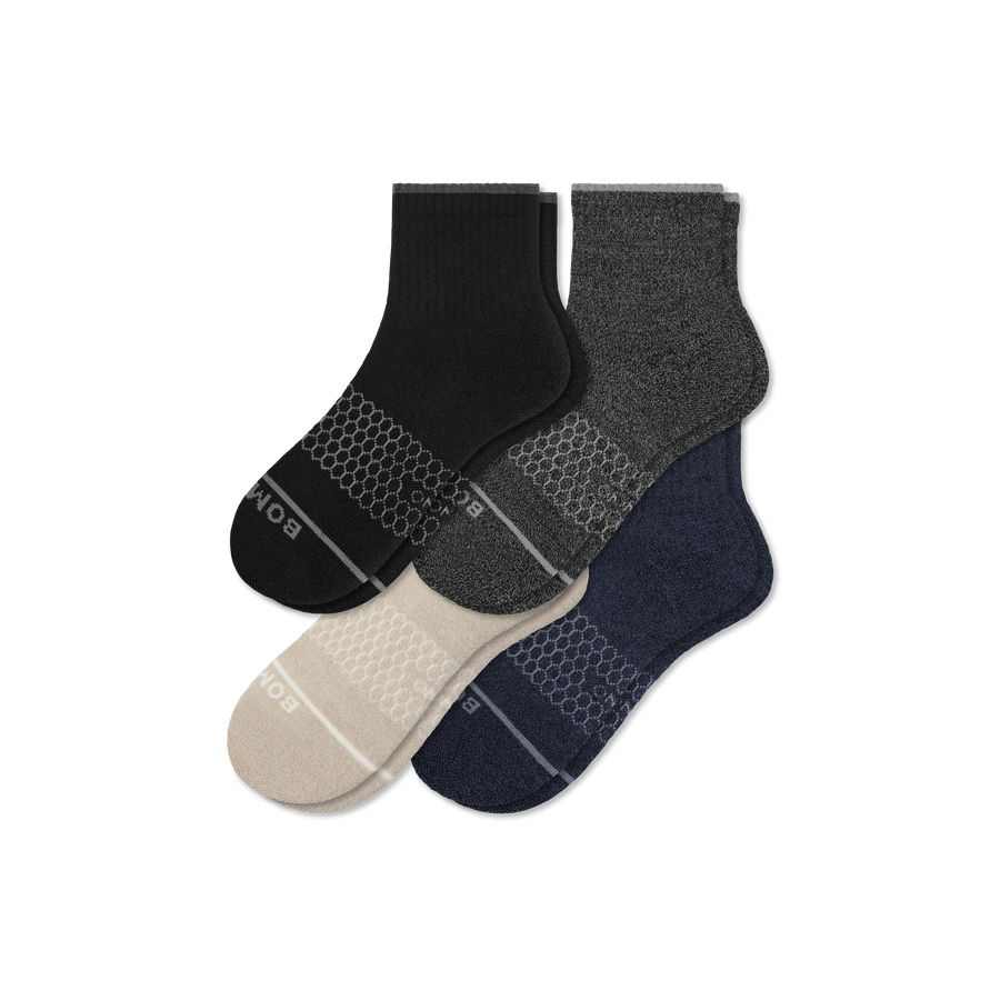 Men's Merino Wool Blend Quarter Sock 4-Pack - Active Hike Wear
