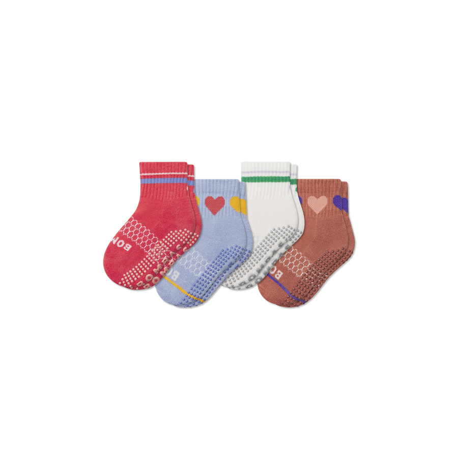 Toddler Hearts Gripper Calf Sock 4-Pack - Fresh Travel Move
