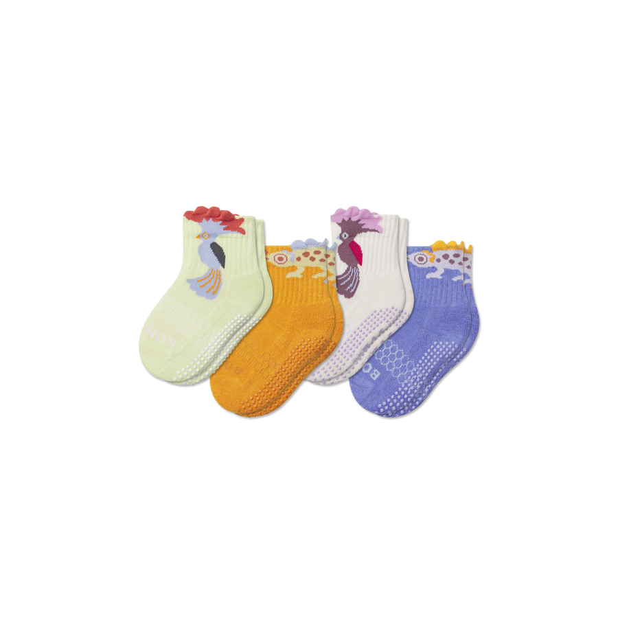 Toddler Rainforest Friends Gripper Calf Sock 4-Pack - Cushion Everyday Support