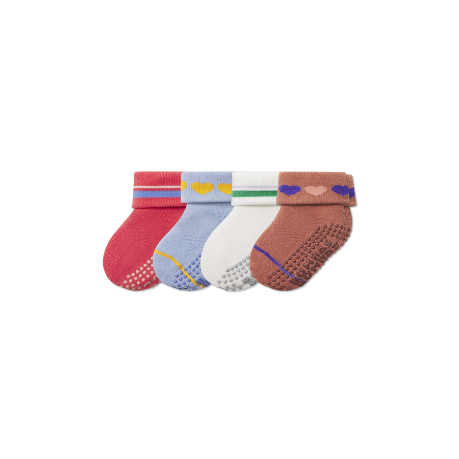 Baby Hearts Gripper Sock 4-Pack (6-12 Months) - Breathable Recovery Step
