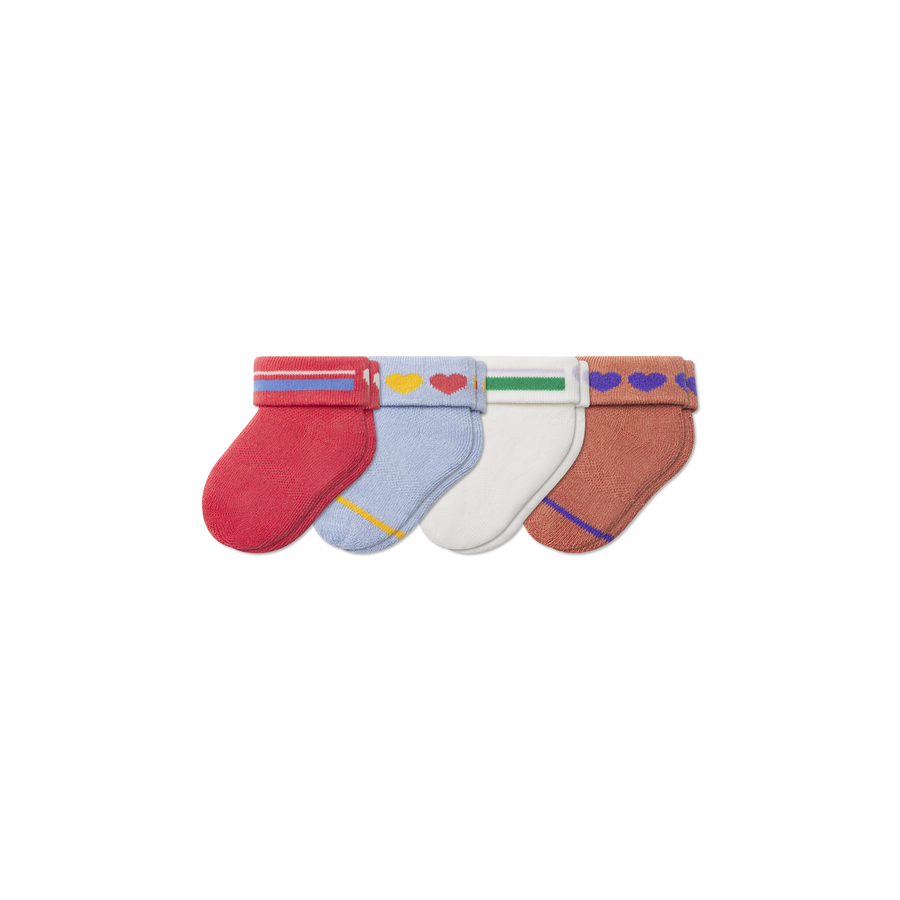 Baby Hearts Sock 4-Pack (0-6 Months) - Easy Home Comfort