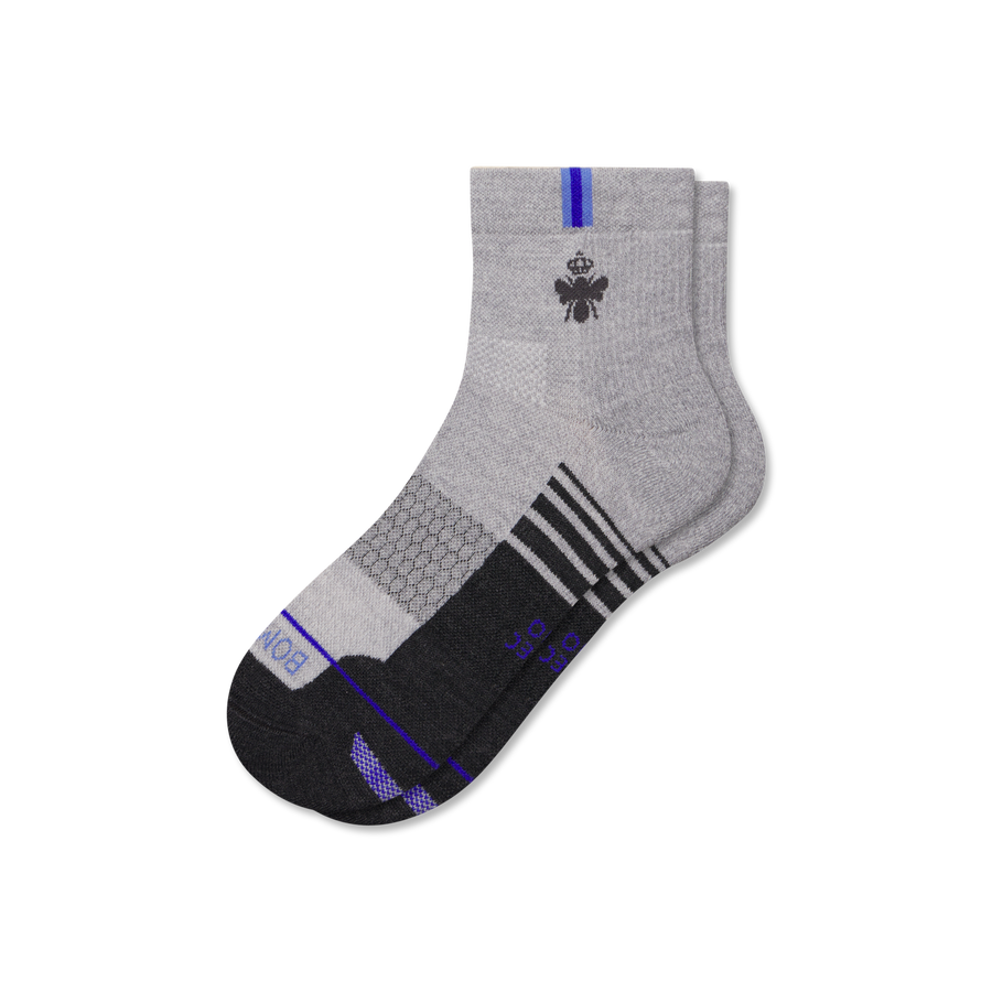 Men's Merino Wool Blend Run Quarter Socks - Cushion Lounge Move