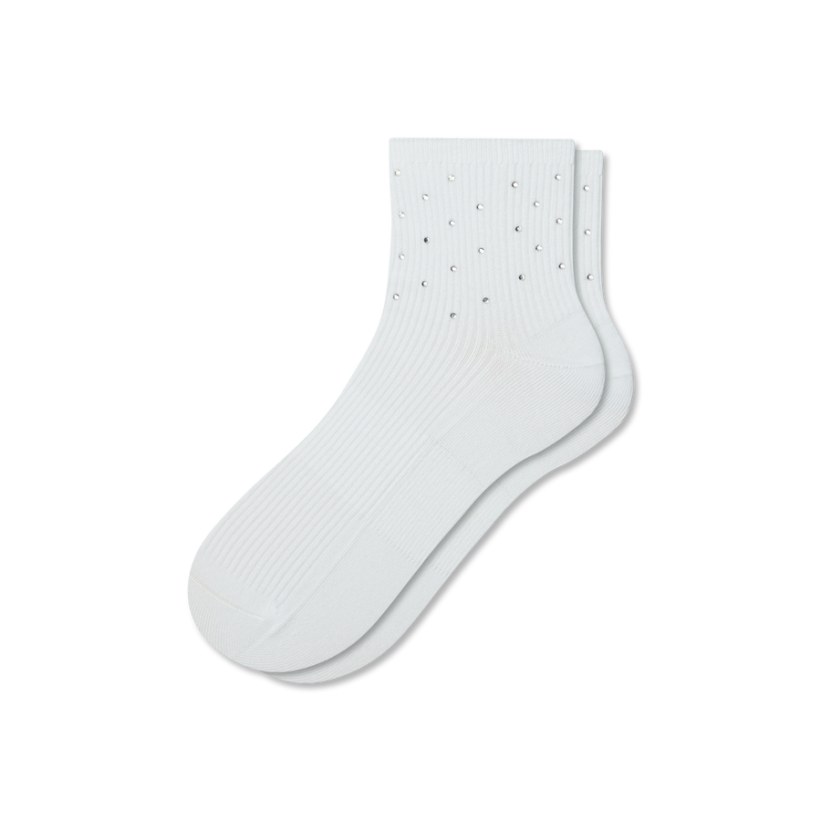 Women’s Rhinestone Rib Quarter Socks - Daily Studio Move
