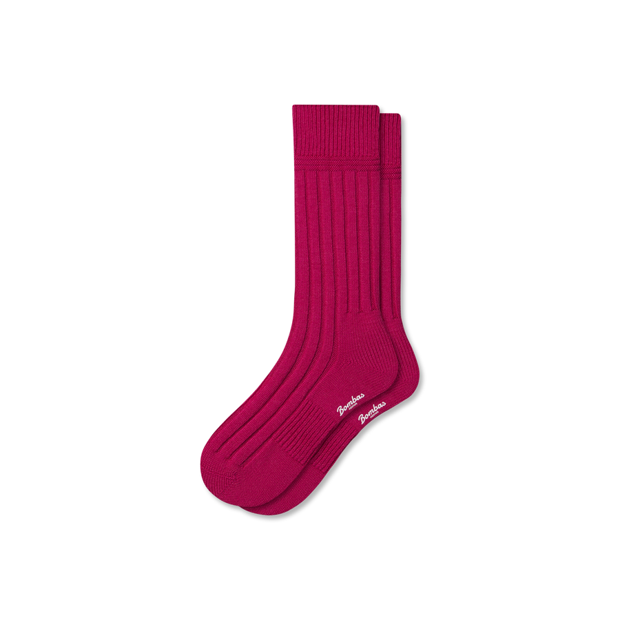 Women's Merino Cashmere Blend Rib Calf Socks - Daily No Show Comfort