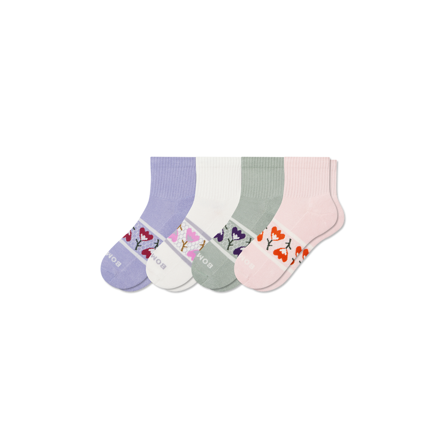 Women's Garden Party Quarter Sock 4-Pack - Active School Wear