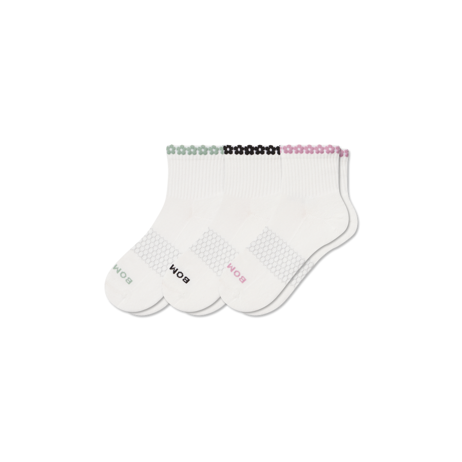 Women's Daisy Chain Quarter Sock 3-Pack - Modern No Show Cushion