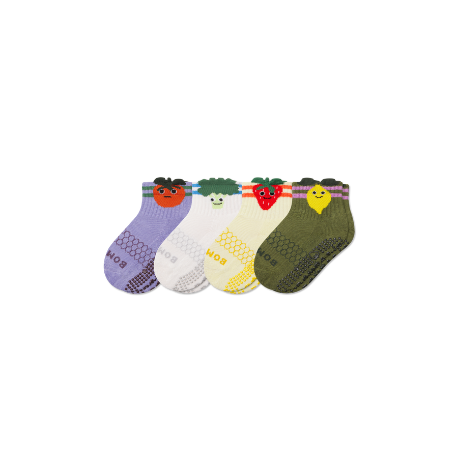 Toddler Fruits & Veggies Calf Sock 4-Pack - Cushion No Show Support