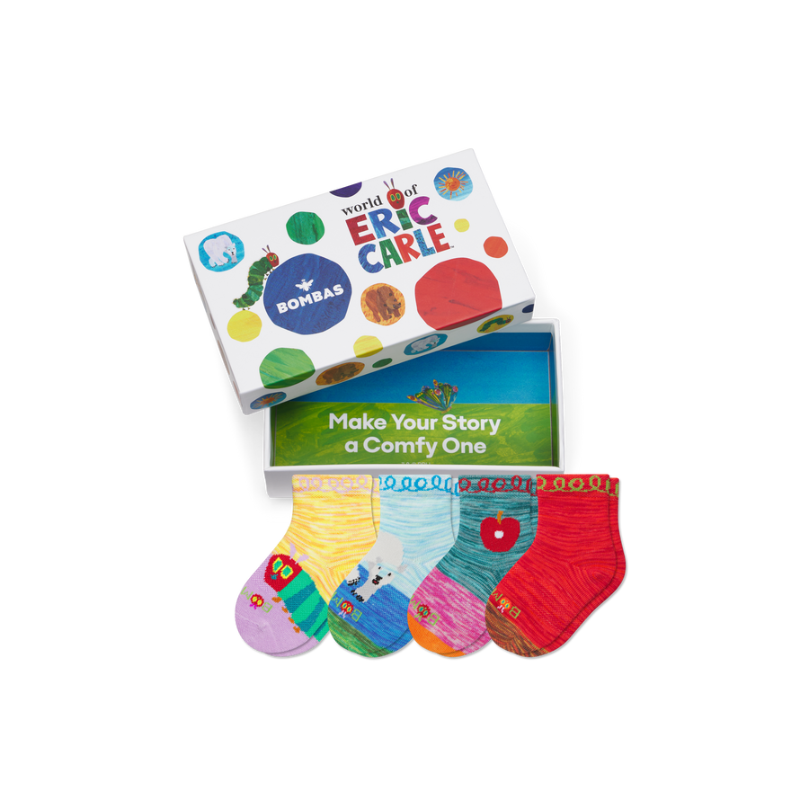 Toddler Eric Carle Lightweight Calf Sock 4-Pack Gift Box - Travel Home Setup