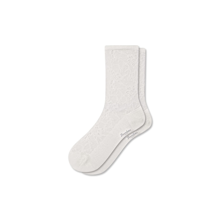 Women’s Floral Lace Half Calf Socks - Comfort No Show Rotation