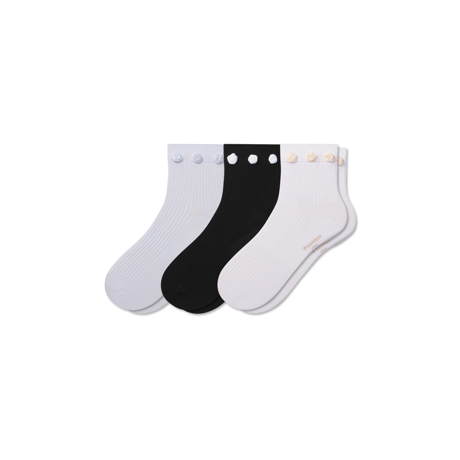 Women's Rosette True Rib Quarter Sock 3-Pack - Modern Everyday Move
